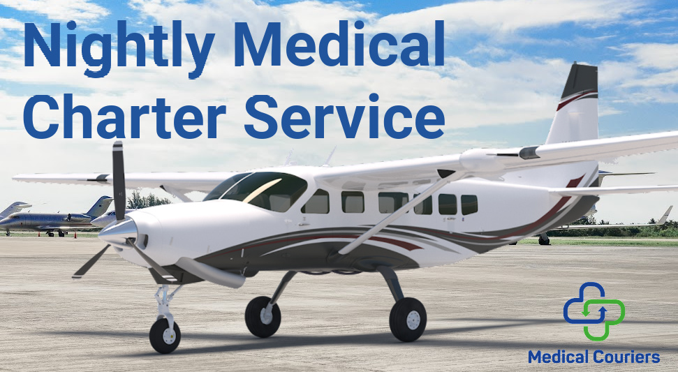 A photo of the plane for the nightly medical charter plane service from MCI