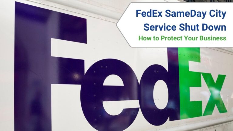 Fedex SameDay City Service Shut Down title in front of Fedex truck